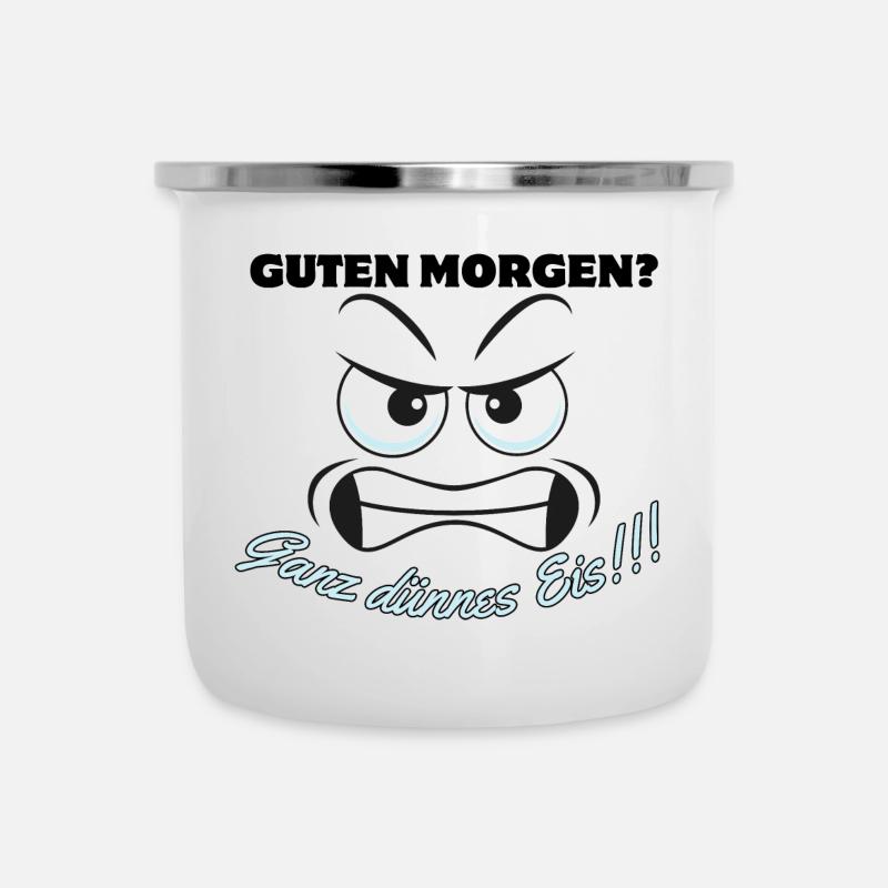 Wütendes Eisbär Motiv mit Spruch - Emaille-Tasse - Weiß