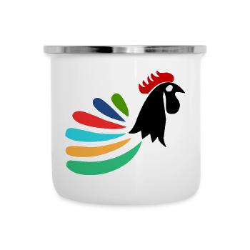 COQ. POULE. POUSSIN. ANIMAL. ANIMAUX. OISEAU - Tasse émaillée - blanc - Devant