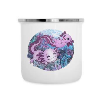 Niedlich Axolotl Unterwasser Geschenk Schwimmen - Emaille-Tasse - Weiß - Vorne