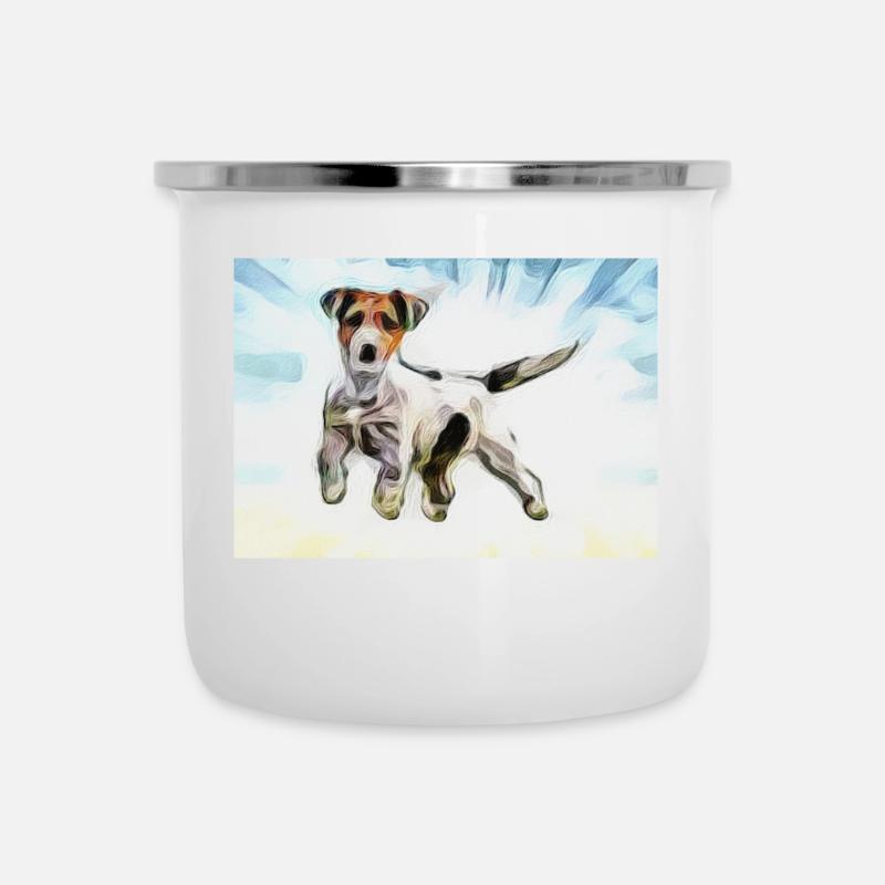 Chien, Chien, Terrier - Tasse émaillée - blanc