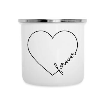 Für immer Herz Linie Rahmen - Emaille-Tasse - Weiß - Vorne