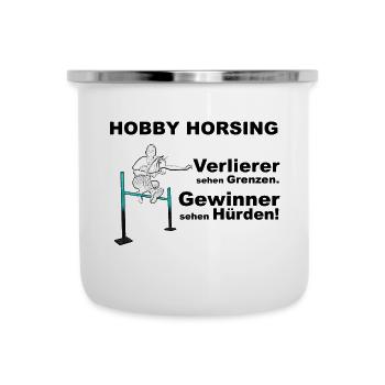 Verlierer sehen Grenzen, Gewinner sehen Hürden - Emaille-Tasse - Weiß - Vorne
