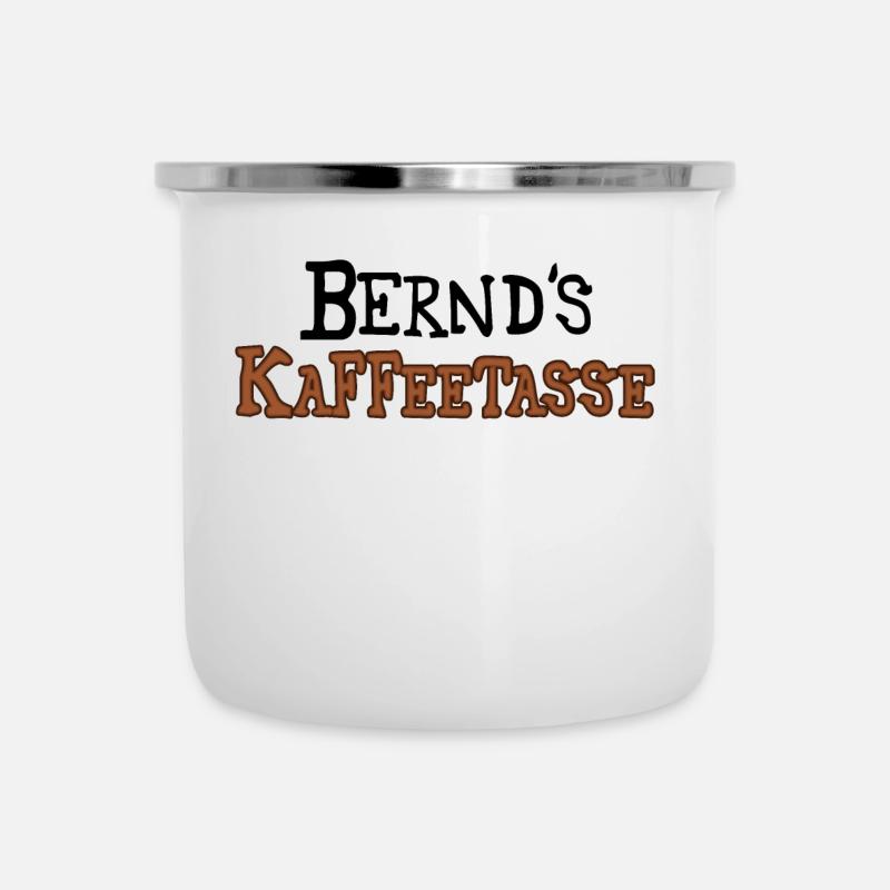 Bernd's Kaffeetasse - Emaille-Tasse - Weiß