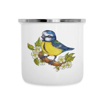 Niedliche Blaumeise Naturliebhaber Ornithologe - Emaille-Tasse - Weiß - Vorne