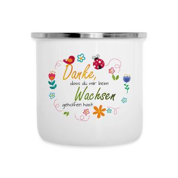 Couronne de fleurs - Fleurs colorées - Oiseau - Coccinelle - Tasse émaillée - blanc - Devant
