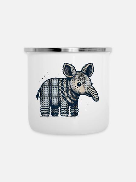 Strick Okapi - Emaille-Tasse - Weiß