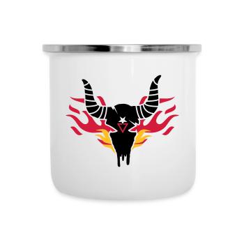 Bull crâne avec des flammes - Tasse émaillée - blanc - Devant