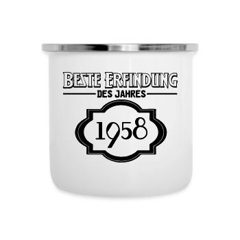 Beste Erfindung des Jahres 1958 Geschenk - Emaille-Tasse - Weiß - Vorne