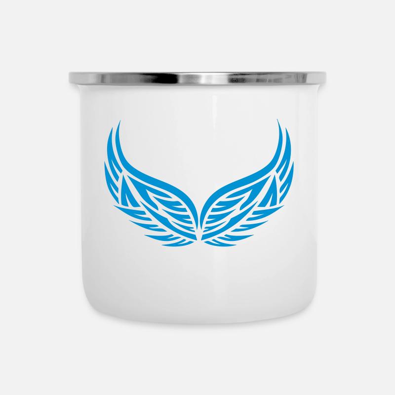 Doppel-Flügel eins super - Emaille-Tasse - Weiß