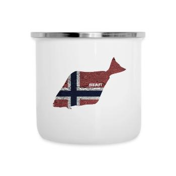 Heilbutt - Angeln in Norwegen - Emaille-Tasse - Weiß - Vorne