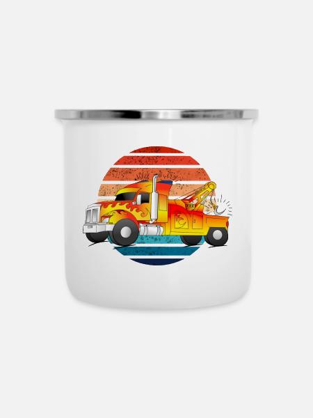 Abschleppwagen Abschleppdienst Abschlepper LKW - Emaille-Tasse - Weiß