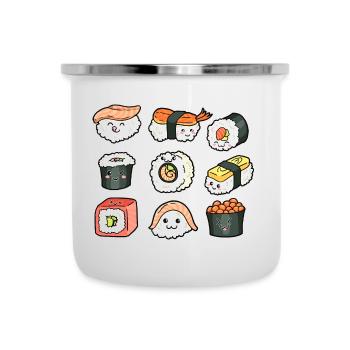 Lustige Manga Style Sushi Geschenkidee Japan - Emaille-Tasse - Weiß - Vorne