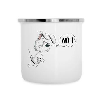 Drolliger Weißer Nö Hase I Hasenmotiv Kaninchen - Emaille-Tasse - Weiß - Vorne