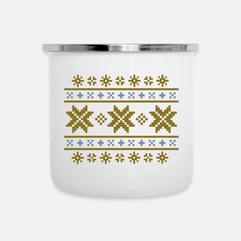 Norweger-Muster (Winter) 02.1 - Emaille-Tasse - Weiß