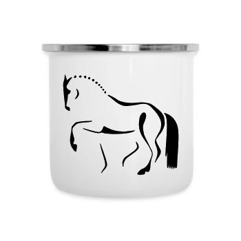 Dressurpferd 1 - Emaille-Tasse - Weiß - Vorne