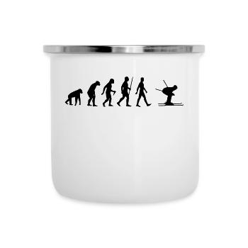 Evolution - Ski fahren, Skifahren, Wintersport - Emaille-Tasse - Weiß - Vorne