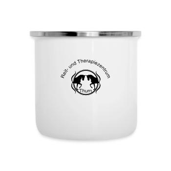 400dpiLogo schwarz - Emaille-Tasse - Weiß - Vorne