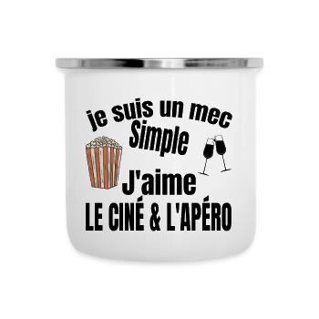 ciné et apéro - Tasse émaillée - blanc - Devant