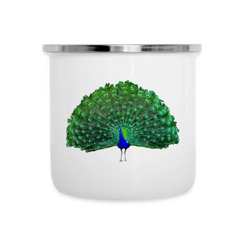 Vert paon, bleu - Tasse émaillée - blanc - Devant