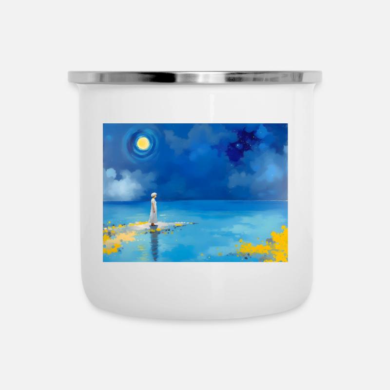 Mama am Strand 13 - Emaille-Tasse - Weiß