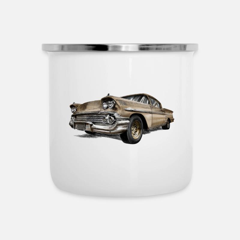 Oldtimer - Emaille-Tasse - Weiß