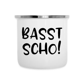 Basst scho, lustige Bayern - Emaille-Tasse - Weiß - Vorne