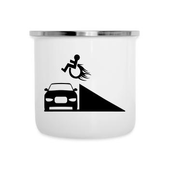 Rollstuhlfahrer springt über eine Rampe # - Emaille-Tasse - Weiß - Vorne