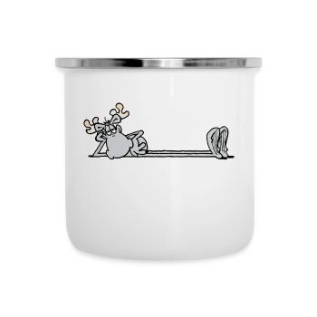 Fauler Elch - Emaille-Tasse - Weiß - Vorne