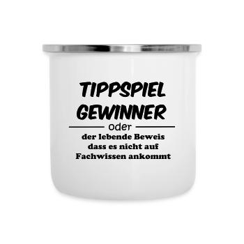 Tippspiel Gewinner - Fachwissen überbewertet - Emaille-Tasse - Weiß - Vorne