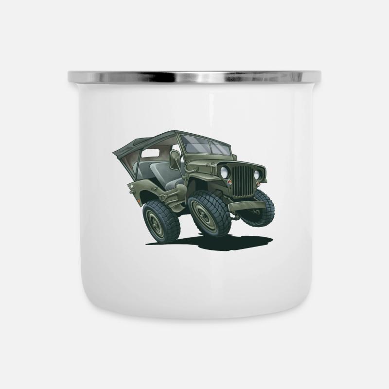 Willys MB Offroader 4x4 ROOFTOP Oldtimer Us Army - Camper Mug - white