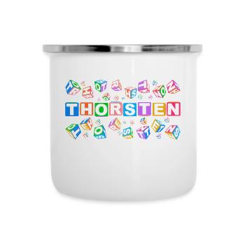 THORSTEN colourful cubes - Emaille-Tasse - Weiß - Vorne