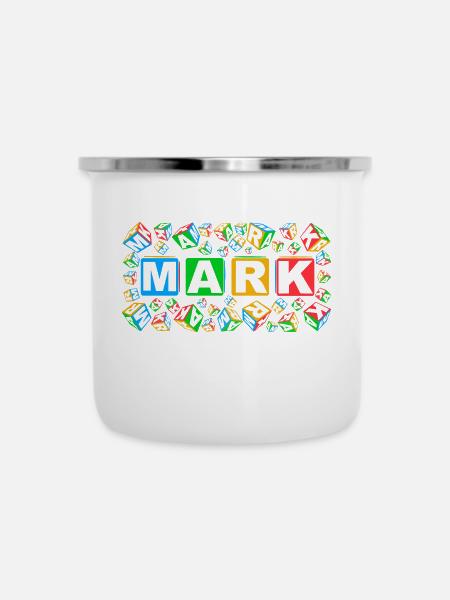 MARK colourful cubes - Emaille-Tasse - Weiß