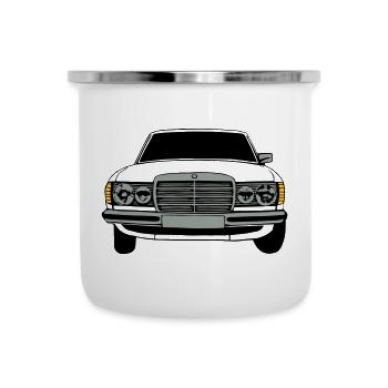 MB W123 Youngtimer Oldtimer,70er,80er (25) - Emaille-Tasse - Weiß - Vorne