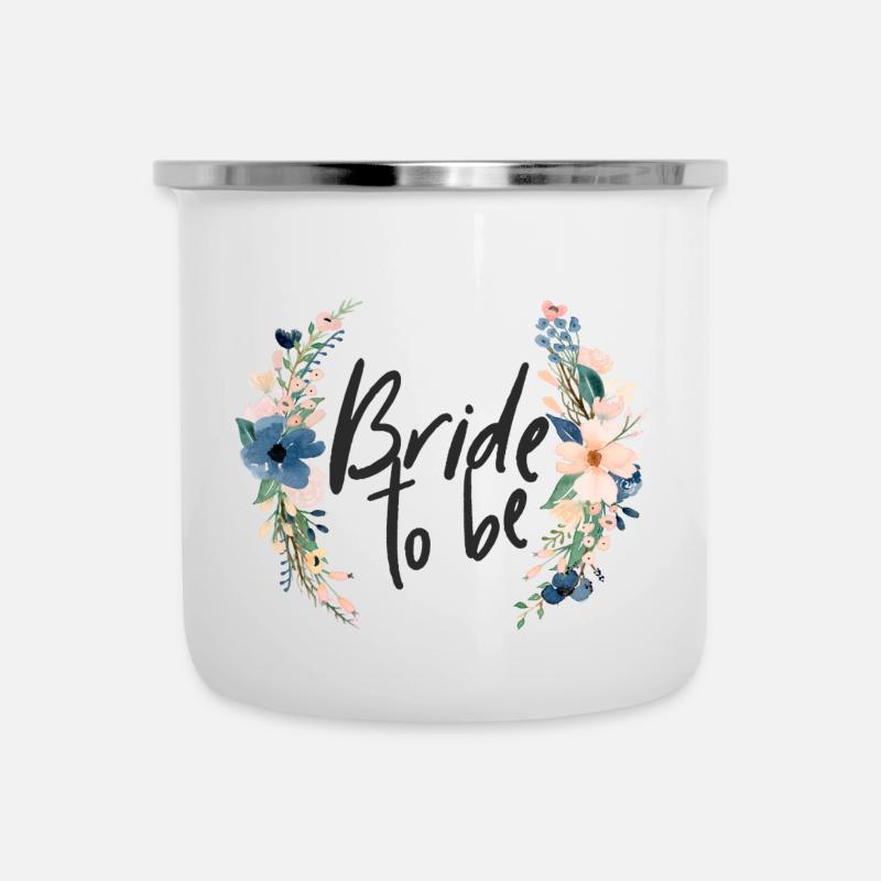 Bride to be - JGA - Florale Serie - Emaille-Tasse - Weiß