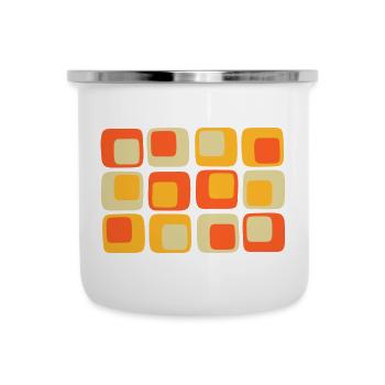 70er Jahre Muster - Emaille-Tasse - Weiß - Vorne
