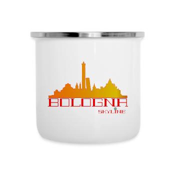 Bologna Skyline Orange-Rot - Emaille-Tasse - Weiß - Vorne