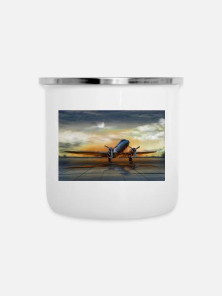 DC-3 - Emaille-Tasse - Weiß