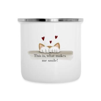 Chat - Dictons de chat - Patte de chat - Tasse émaillée - blanc - Devant