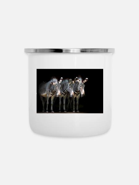 drei Zebras - Emaille-Tasse - Weiß