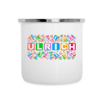 ULRICH colourful cubes - Emaille-Tasse - Weiß - Vorne
