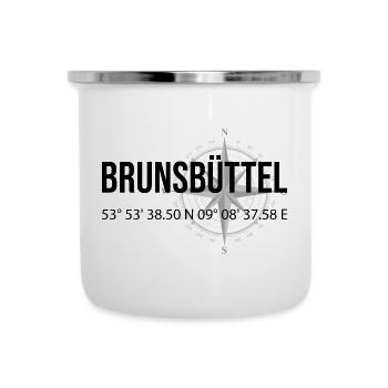 Koordinaten Brunsbüttel - Emaille-Tasse - Weiß - Vorne
