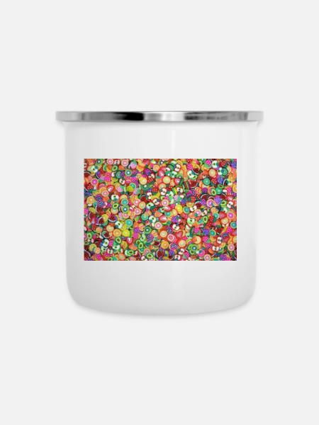 Bunte Laune - Emaille-Tasse - Weiß
