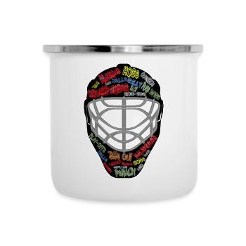 Hockey sur glace, masque de gardien, masque - Tasse émaillée - blanc - Devant