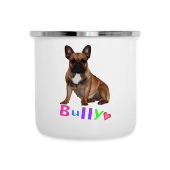 Französische Bulldogge Finn - Emaille-Tasse - Weiß - Vorne
