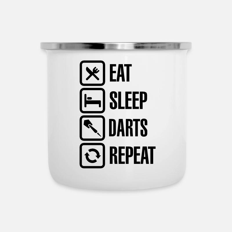 Eat - Sleep - Darts - Repeats - Tasse émaillée - blanc