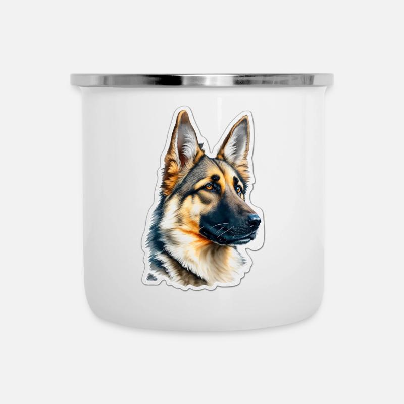 Deutscher Schäferhund - Emaille-Tasse - Weiß