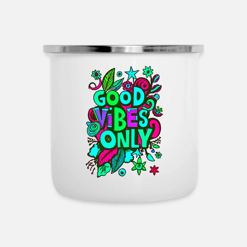 good vibes only - Emaille-Tasse - Weiß