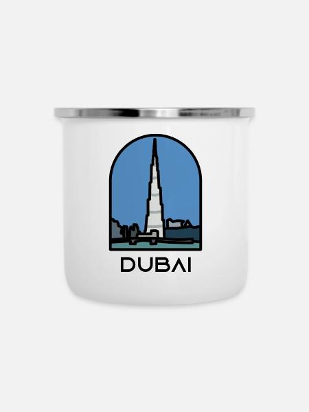 Dubai - Burj Khalifa - Emaille-Tasse - Weiß