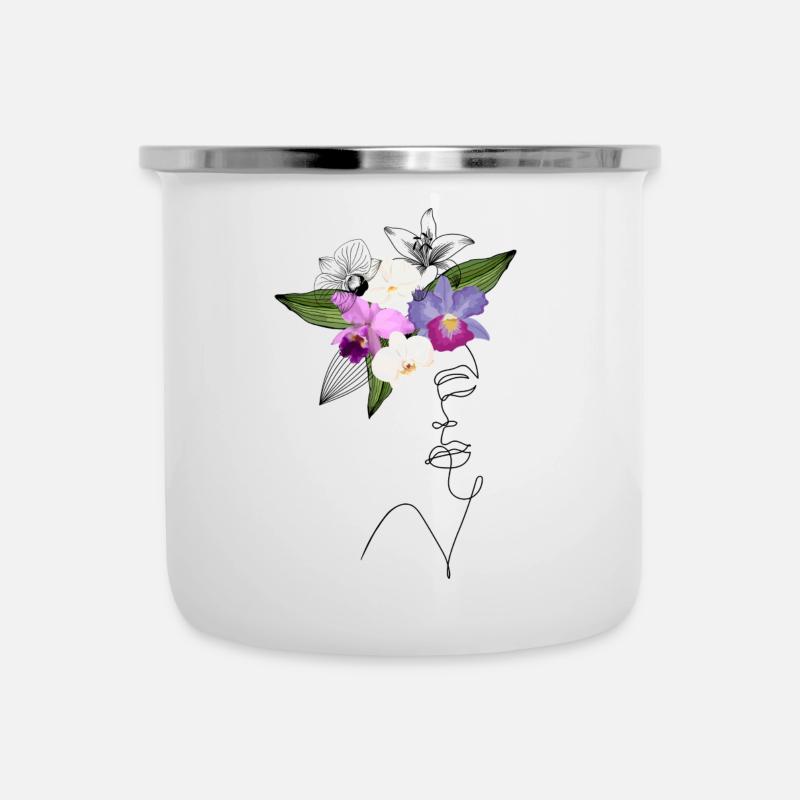 Dame Orchidée - Tasse émaillée - blanc
