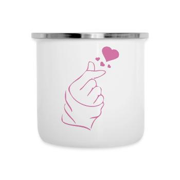 Finger heart k-pop K-drama 2 farben - Emaille-Tasse - Weiß - Vorne